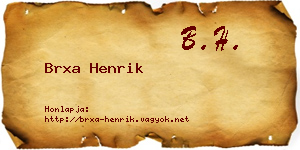Brxa Henrik névjegykártya